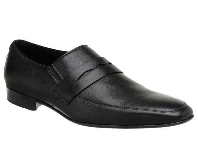 Alfredo Men's Dress Black Slip-On Penny Loafer Moc Toe - LI-63
