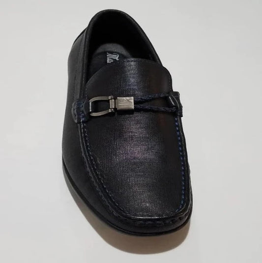 Mario Samello Men's Black Loafer Blue Buckle Rope Stitch - LX1337-W408