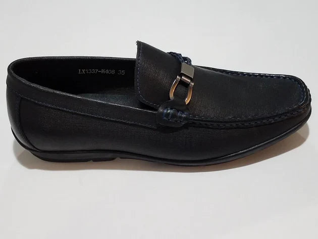 Mario Samello Men's Black Loafer Blue Buckle Rope Stitch - LX1337-W408