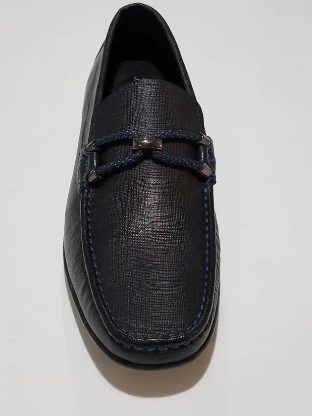 Mario Samello Men's Black Loafer Blue Buckle Stitch - LX1337-W37K