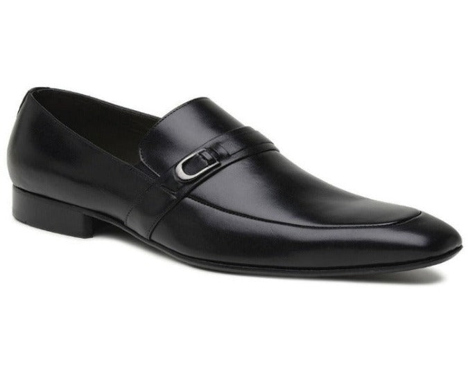 Alfredo Men's Dress Black Slip-On  Moc Toe - LI-93